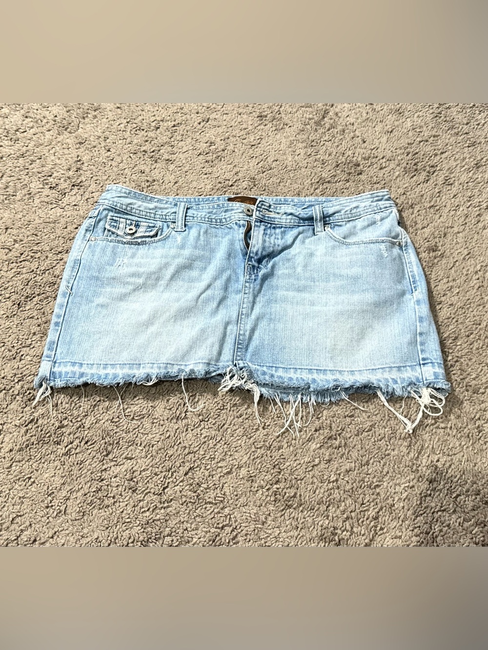 Aeropostale Light Blue Distressed Denim Mini Skirt